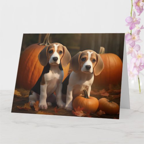 Beagle Puppy Autumn Delight Pumpkin  Card