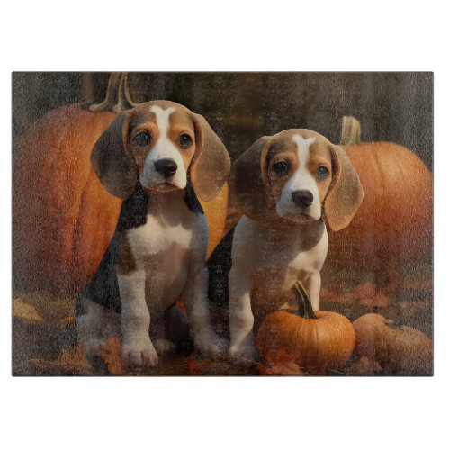 Beagle Puppy Autumn Delight Pumpkin  Cutting Board