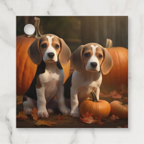 Beagle Puppy Autumn Delight Pumpkin  Favor Tags