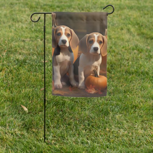 Beagle Puppy Autumn Delight Pumpkin  Garden Flag