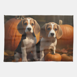 Beagle Puppy Autumn Delight Pumpkin Kitchen Towel