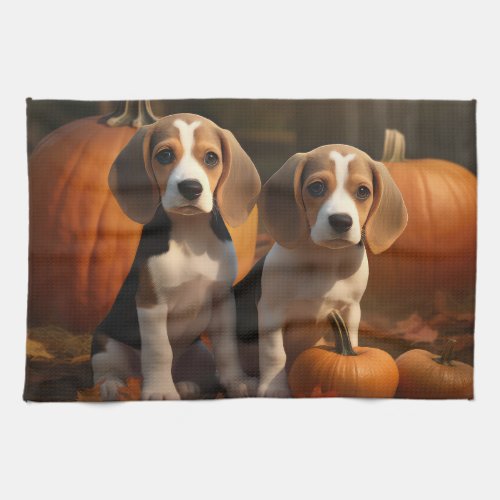 Beagle Puppy Autumn Delight Pumpkin  Kitchen Towel