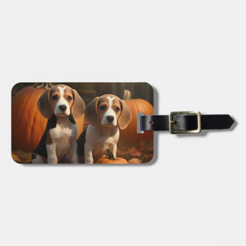 Beagle Puppy Autumn Delight Pumpkin  Luggage Tag