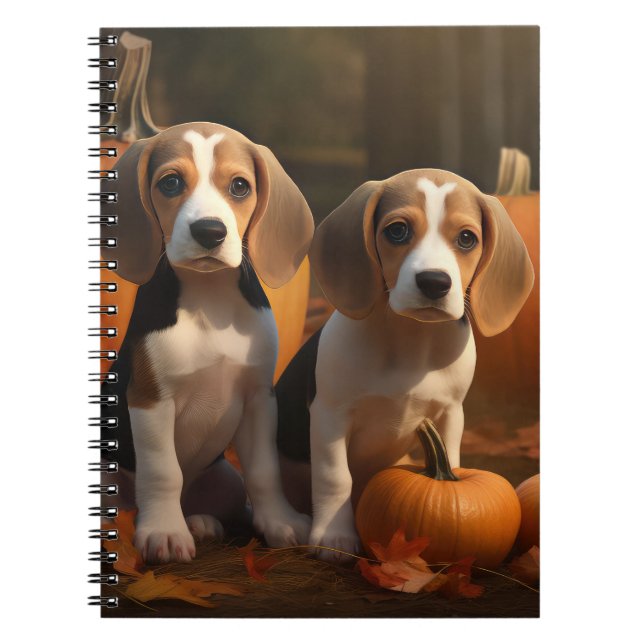Beagle Puppy Autumn Delight Pumpkin  Notebook (Front)