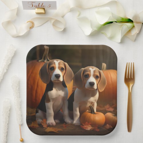 Beagle Puppy Autumn Delight Pumpkin  Paper Plates