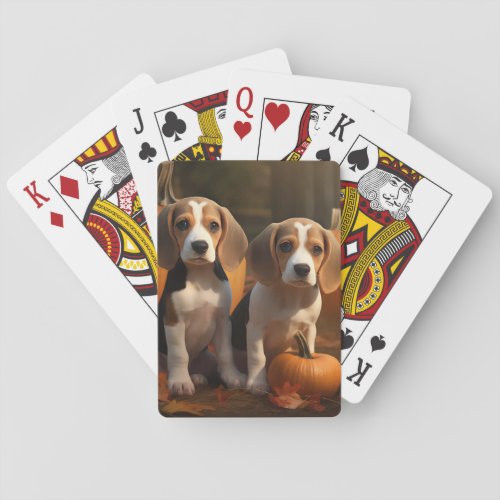 Beagle Puppy Autumn Delight Pumpkin  Poker Cards