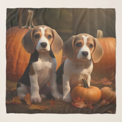 Beagle Puppy Autumn Delight Pumpkin  Scarf
