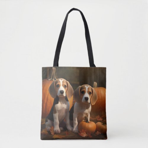 Beagle Puppy Autumn Delight Pumpkin  Tote Bag