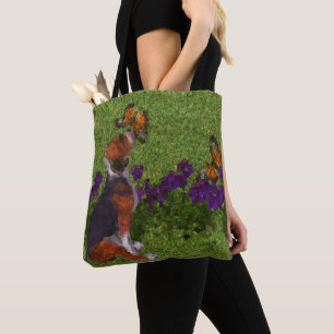 Beagle Puppy Butterflies Dog Art Photo Painting Tote Bag