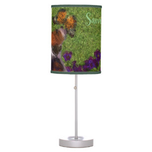 Beagle Puppy Butterflies Dog Art Table Lamp