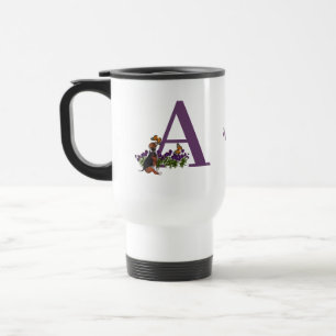 Beagle Puppy Butterflies Monogram Initial A Name   Travel Mug