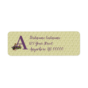 Beagle Puppy Butterfly Monogram Initial A Address Label