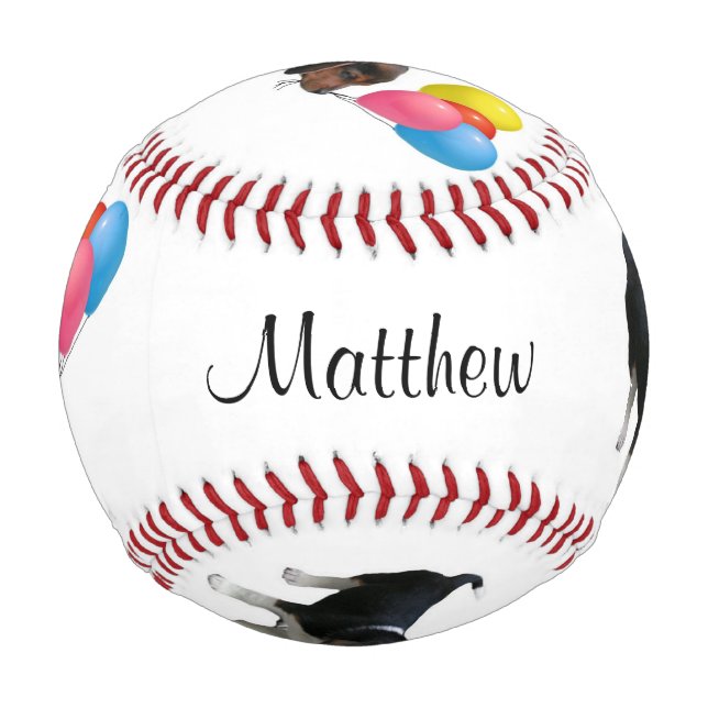 Beagle Puppy Custom Name Birthday Baseball (Front)