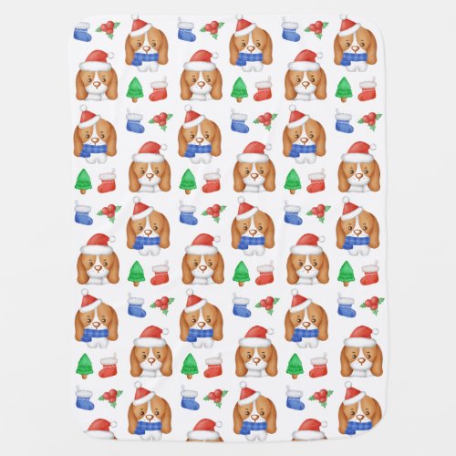 Beagle Puppy Cute Dog Santa Festive Christmas  Baby Blanket