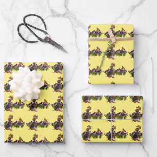 Beagle Puppy Dog And Butterflies Animal Wrapping Paper Sheets