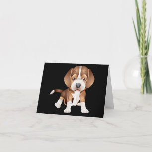 Beagle Puppy Dog Black Blank Note Card
