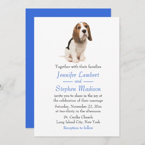 Beagle Puppy Dog Blue Wedding Invitation