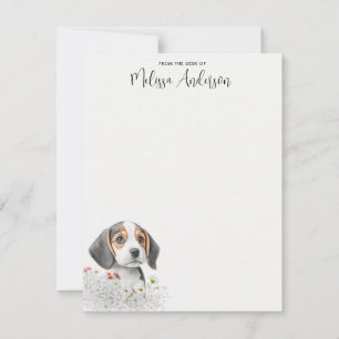 Beagle Puppy Dog Cute Watercolor Personalized Note Card