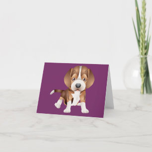 Beagle Puppy Dog Purple Blank Note Card