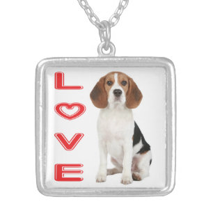 Beagle Puppy Dog Red Love Pendant Necklace