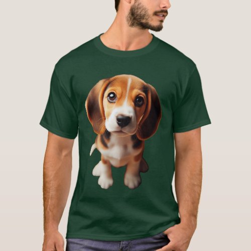 Beagle Puppy Dog Sitting Ears Flopped T_Shirt