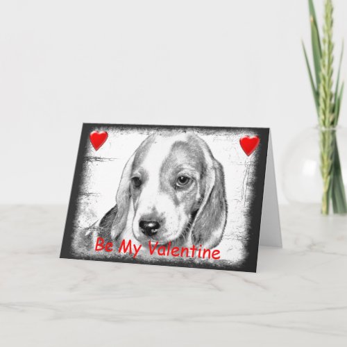 Beagle Puppy dog Valentines Day Card