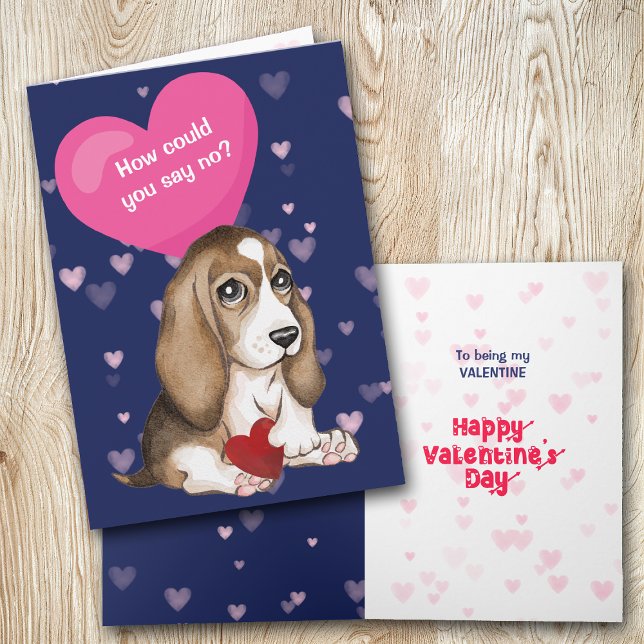 Beagle Puppy How Can You Say No Valentine Holiday Card (Creator Uploaded)