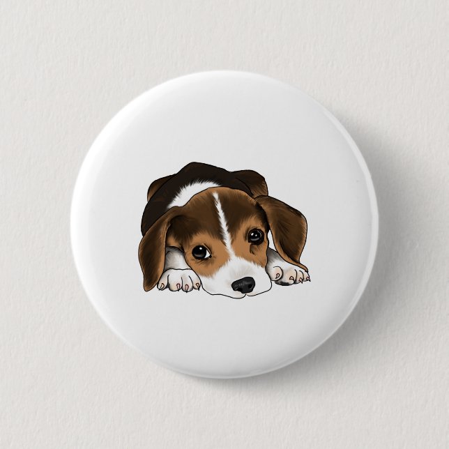 Beagle Puppy Pinback Button (Front)