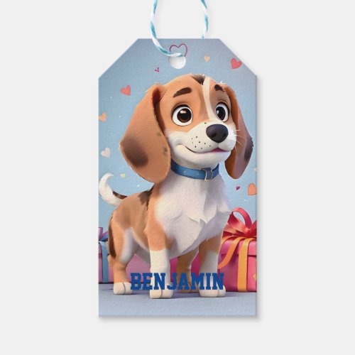 Beagle Puppy Playful Paws  Colorful Gifts Gift Tags
