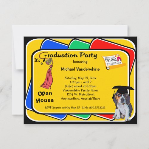 Beagle Puppy Red Graduation Growler Party Invite