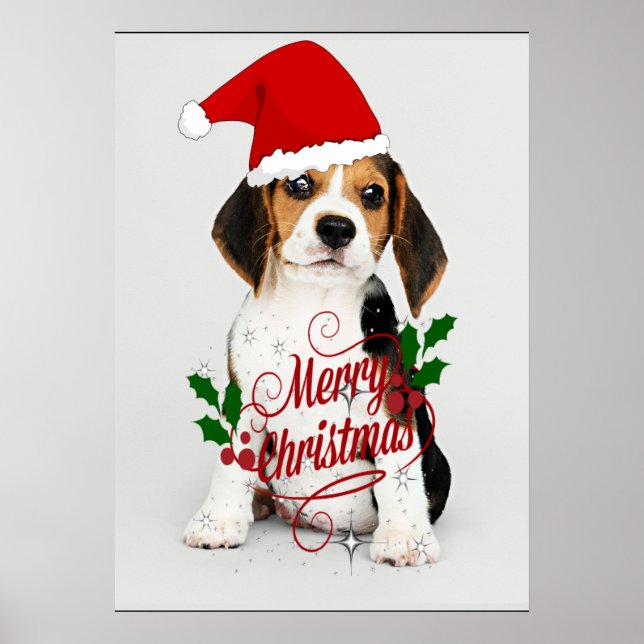 Beagle Puppy Santa Poster (Front)