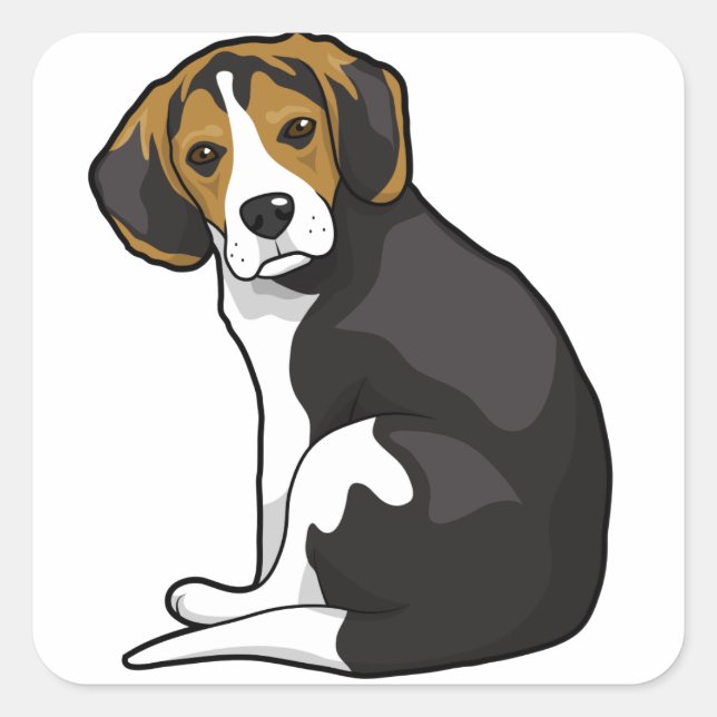 Beagle Puppy Square Sticker (Front)