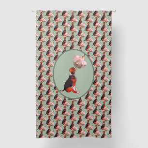 Beagle Puppy White Rose Blackout Curtains