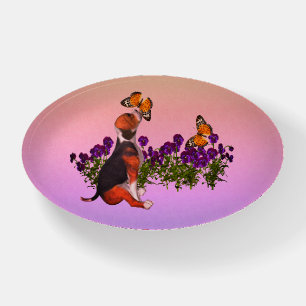 Beagle Puppy With Butterflies And Flowers Paperweight