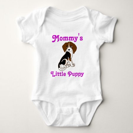 Beagle Puppy With Pink Text Baby Bodysuit