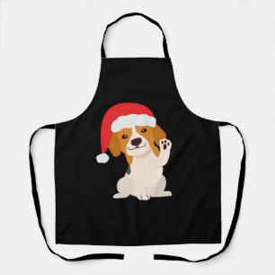 Beagle puppy with Santa's hat for dog lovers Overs Apron
