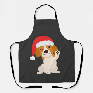 Beagle puppy with Santa's hat for dog lovers Overs Apron