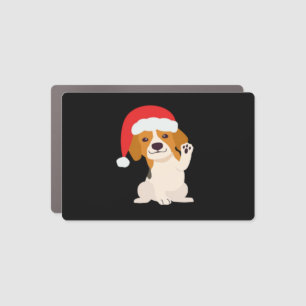 Beagle puppy with Santa's hat for dog lovers Overs Car Magnet