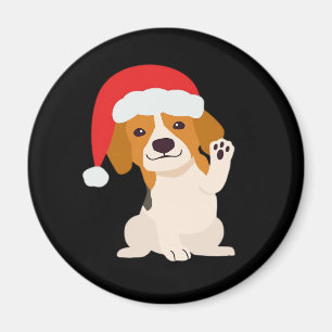Beagle puppy with Santa's hat for dog lovers Overs Magnet