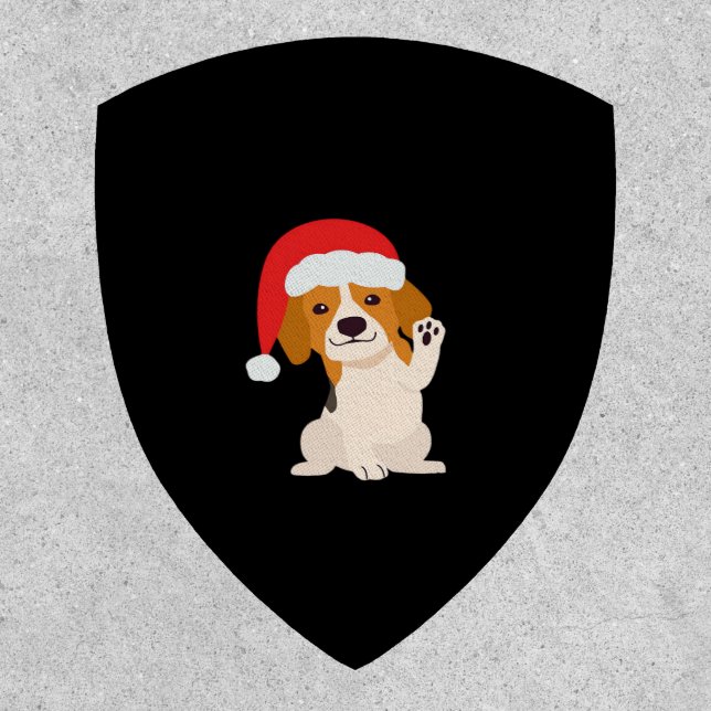 Beagle puppy with Santa's hat for dog lovers Overs Patch (Front)