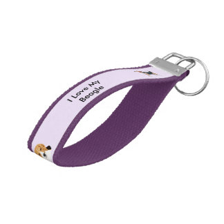Beagle purple Wristlet-Keychain Wrist Keychain