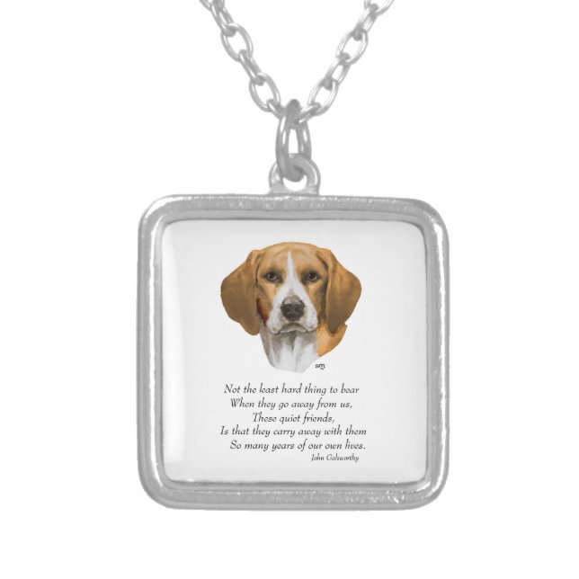 Beagle Rainbow Bridge Silver Plated Necklace (Front)