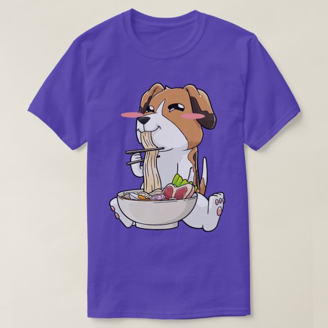 Beagle Ramen Noodles Kawaii T-Shirt (Design Front)