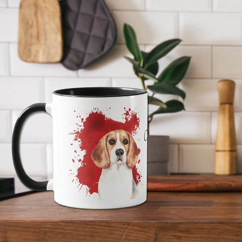 Beagle Red Abstract Background Mug