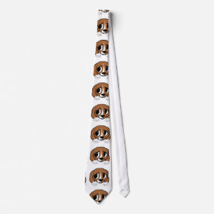 beagle red white peeking neck tie