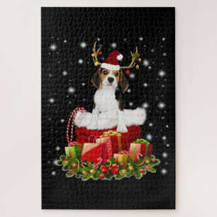 Beagle Reindeer Pressent Christmas Gift Jigsaw Puzzle