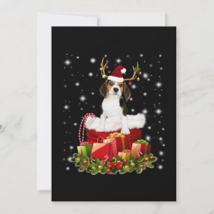 Beagle Reindeer Pressent Christmas Gift Thank You Card