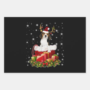 Beagle Reindeer Pressent Christmas Gift Wrapping Paper Sheets