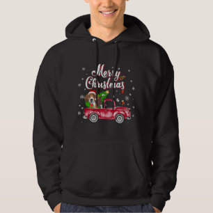 Beagle Retriever Rides Red Truck Christmas Pajama Hoodie