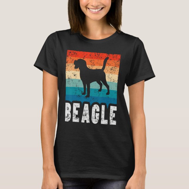 Beagle Retro Stripes Vintage Silhouette Dog T-Shirt (Front)